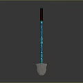Blue Glowing Shovel With Brown Handle And White Head Design
