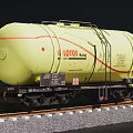 Yellow Tank Car With LOTOS Logo And Ladder On Railway Track