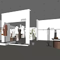 Modern Clothing Store Interior With White Decor Mannequins Clothing Racks Green Plants And Logo Sign