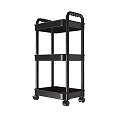 Black Three Tier Mobile Storage Cart With Handle And Wheels For Home Organizing