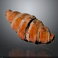 Freshly Baked Golden Croissant with Buttery Flaky Layers and Shiny Surface on Dark Background