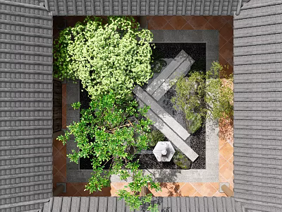 Modern Patio Courtyard Landscape Patio Courtyard Setches Courtyard Landscape Ting Step Landscape Four Water Guitang Courtyard 3d model