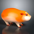 Chubby Orange And White Cartoon Hamster Character In Game Animation With Red Eyes On Dark Background