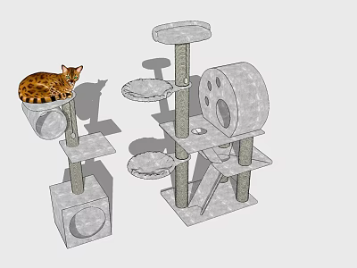 Multi Level Cat Tree Furniture With Scratching Posts Condo And Platforms For Cats 3d model