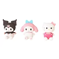 Cute Cartoon Plush Dolls Set With Three Different Colors And Bow Details