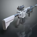 Modern Tactical Rifle With White Black Finish Scope And Ergonomic Grip Design 3d model