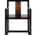 Modern Single Chair Design With Wooden Back Panel And Black Frame Details