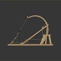 Ancient Wooden Catapult Weapon with Medieval Siege Warfare Design and Frame Structure