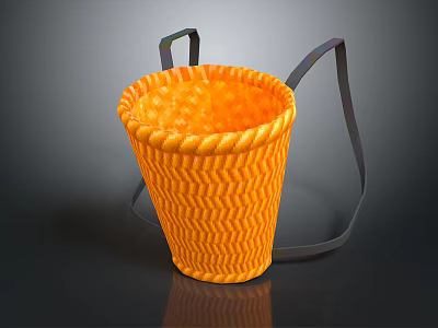 Orange Woven Basket With Black Straps For Daily Use And Storage 3d model