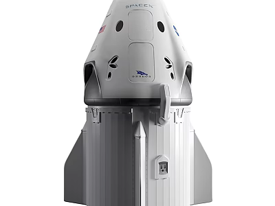 SpaceX Spaceship Model Decorative Ornament Piece With Detailed Design And White Finish 3d model