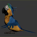 Cartoon Parrot Character With Green Head Yellow Body And Blue Open Wings