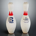 Bowling Pins With Red Triangular Design USBC Approved Max Logo And Maple Material 3d model