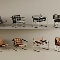 Modern Accent Chairs With Leather Upholstery And Metal Frame In Black Brown Color Options