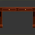 Red Wooden Desk Furniture With Two Drawers And Golden Handles Classic Design For Home Office