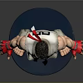 Action Figure In White Karate Uniform With Red Headband Red Gloves And Blue Base