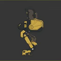Sci Fi Robot Character With Yellow And Black Armored Mechanical Structure Design 3d model