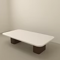Minimalist Modern Coffee Table With White Tabletop And Dark Brown Square Bases