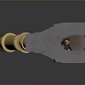 Golden Faucet With Black Handles On Dark Reflective Background Surface