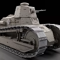 Vintage Military Tank With Tracks Turret And Cannon On Dark Background