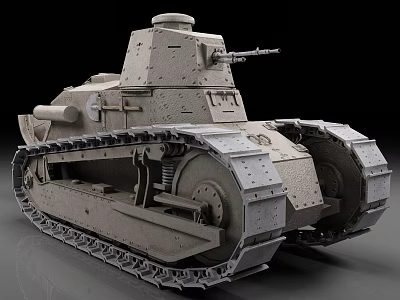 Vintage Military Tank With Tracks Turret And Cannon On Dark Background 3d model