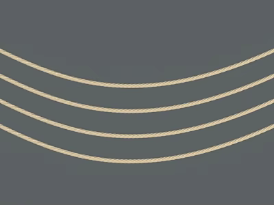 Curved Beige Ropes Displayed As Decorative Elements On Gray Background 3d model