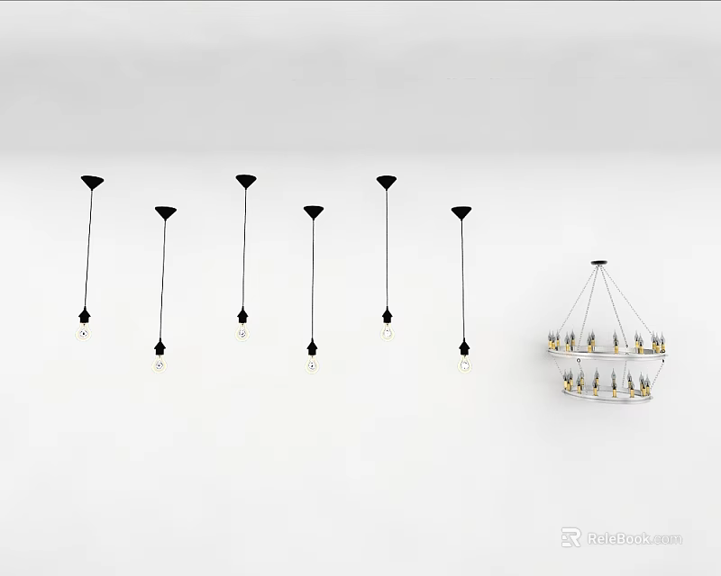 Modern Chandeliers With Black Fixtures Including Single And Multi Light Hanging Designs 3d model