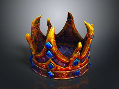 Ornate Decorative Crown With Golden Frame Blue Gemstones And Colorful Accents 3d model
