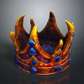 Ornate Decorative Crown With Golden Frame Blue Gemstones And Colorful Accents