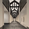 Corridor Aisle New Chinese Style 3d model