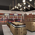 Liquor Store Interior With Well Arranged Shelves Various Wines Spirits And Tobacco Products