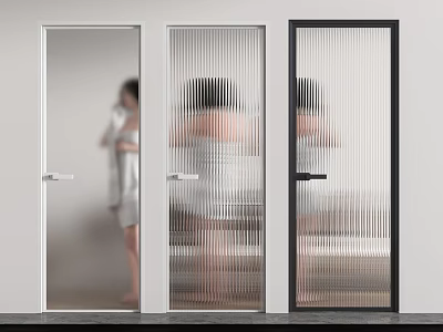 Modern Home Interior Glass Doors Featuring Different Textures And Frame Colors 3d model