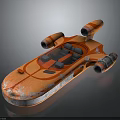 Orange Futuristic Spacecraft With Transparent Cockpit And Multiple Engines