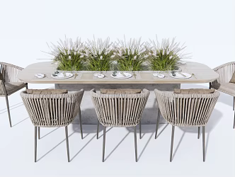Modern Dining Table and Chair Combination Dining Table and Chair 3d model