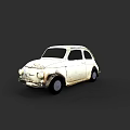 Vintage White Small Car With Classic Retro Exterior Design And Look
