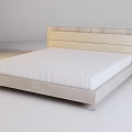 Modern Upholstered Double Bed With Soft Headboard And White Mattress Frame Design