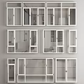 White Window And Door Frame Designs With Various Styles And Glass Panels