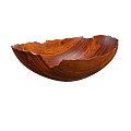 Wooden Tableware Set with Handcrafted Wavy Edge Bowls and Natural Grain