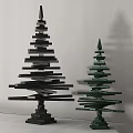 Christmas Tree Decorative Ornament Set With Black Green Beige White Wooden Polka Dot Minimalist Styles