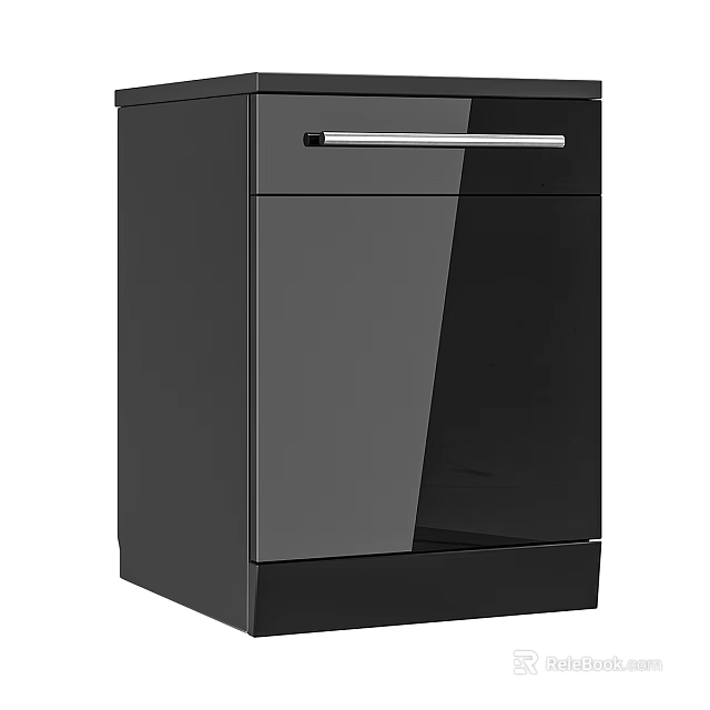 Modern Black Kitchen Appliance With Sleek Shiny Surface And Stainless Steel Handle 3d model 