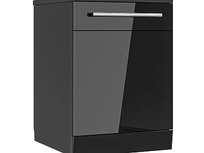 Modern Black Kitchen Appliance With Sleek Shiny Surface And Stainless Steel Handle 3d model