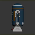 Blue And Orange Robot Character With Round Head White Legs Red Details And Mechanical Panels
