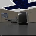 Modern Lobby Interior With Marble Floor Reception Desk Green Plants Blue Seats And Ceiling Design