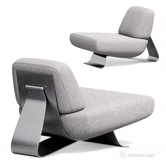Modern Leisure Chair With Fabric Upholstery And Sleek Metal Frame Design 3d model 