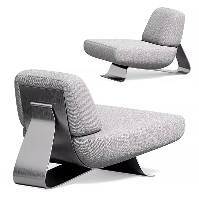 Modern Leisure Chair With Fabric Upholstery And Sleek Metal Frame Design 3d model