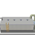 Industrial Equipment Facility With Chimney Pipes Metal Ladder And Roof Mounted Units