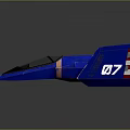 Blue North Star 07 Spacecraft Model With Red White Striped Wings And Sleek Design