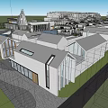 Modern Hotel Building Design With Curved Roof Green Landscaping And Connected Structures