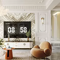 Modern Living Dining Room Interior With Cozy Sofa Chandelier Wall Art And Plants