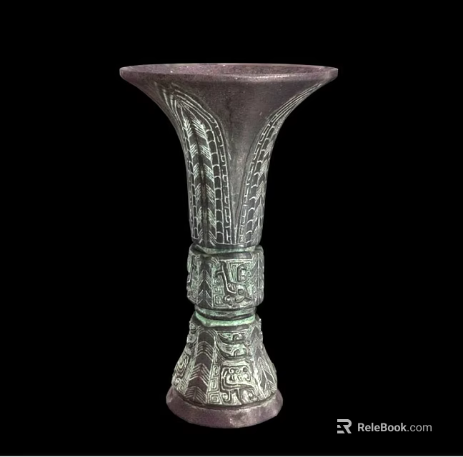 Ancient Bronze Wine Cup With Intricate Traditional Carvings And Classic Design 3d model 