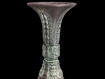 Ancient Bronze Wine Cup With Intricate Traditional Carvings And Classic Design 3d model